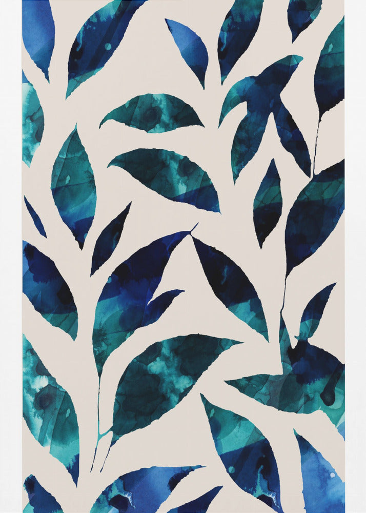 Leaves In Shades Of Blue And Green | Canvas