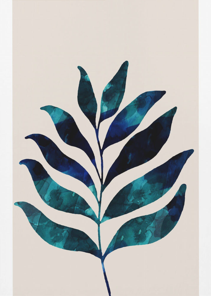 Botanical Design With Dark Blue Watercolor | Poster