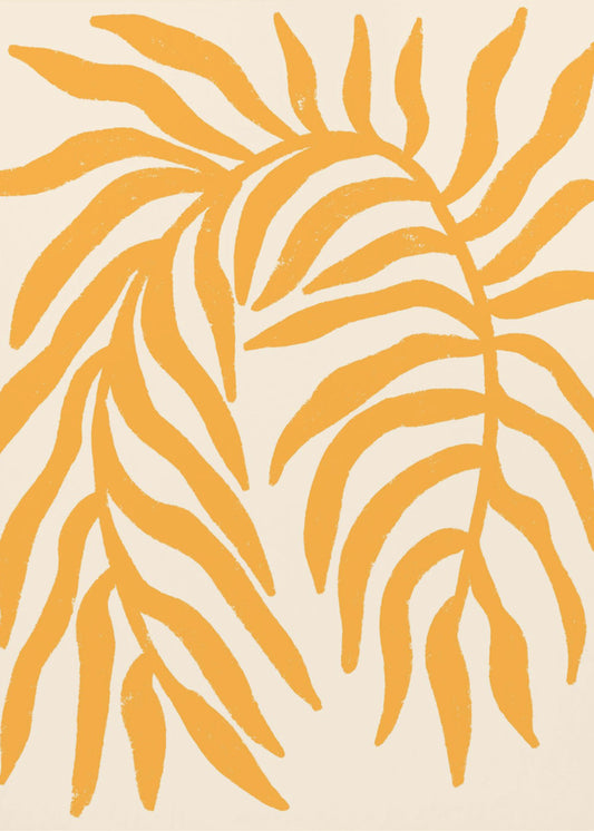 Yellow Silhouette Textured Branch | Poster