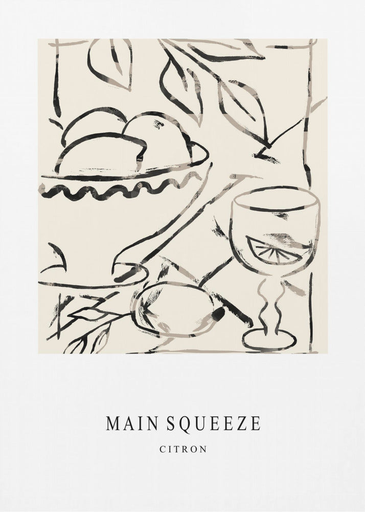 Abstract Fruit Bowl And Glass | Poster