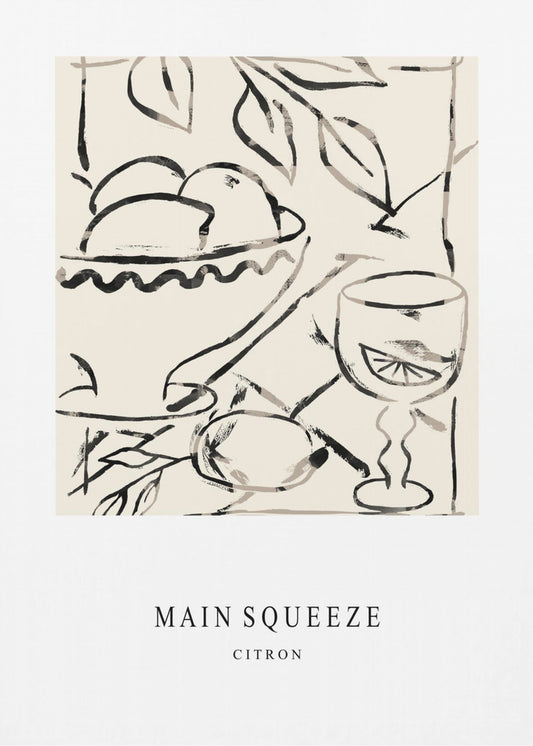 Abstract Fruit Bowl And Glass | Poster