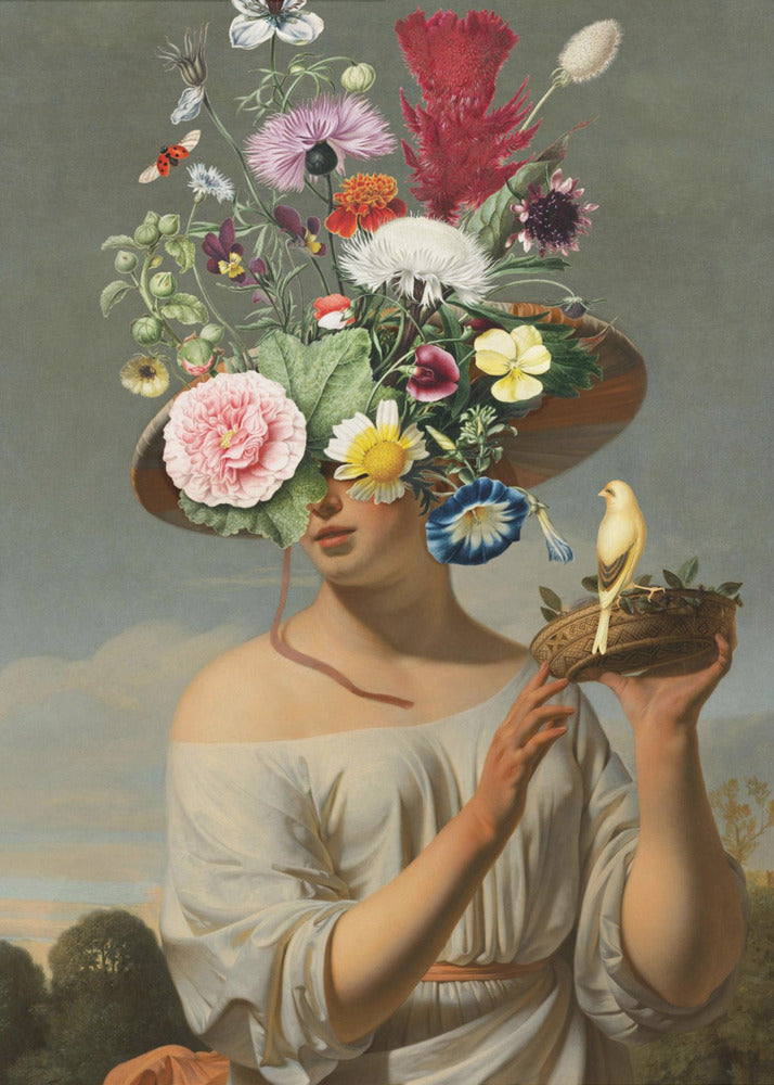 Woman In a Large Floral Hat | Canvas