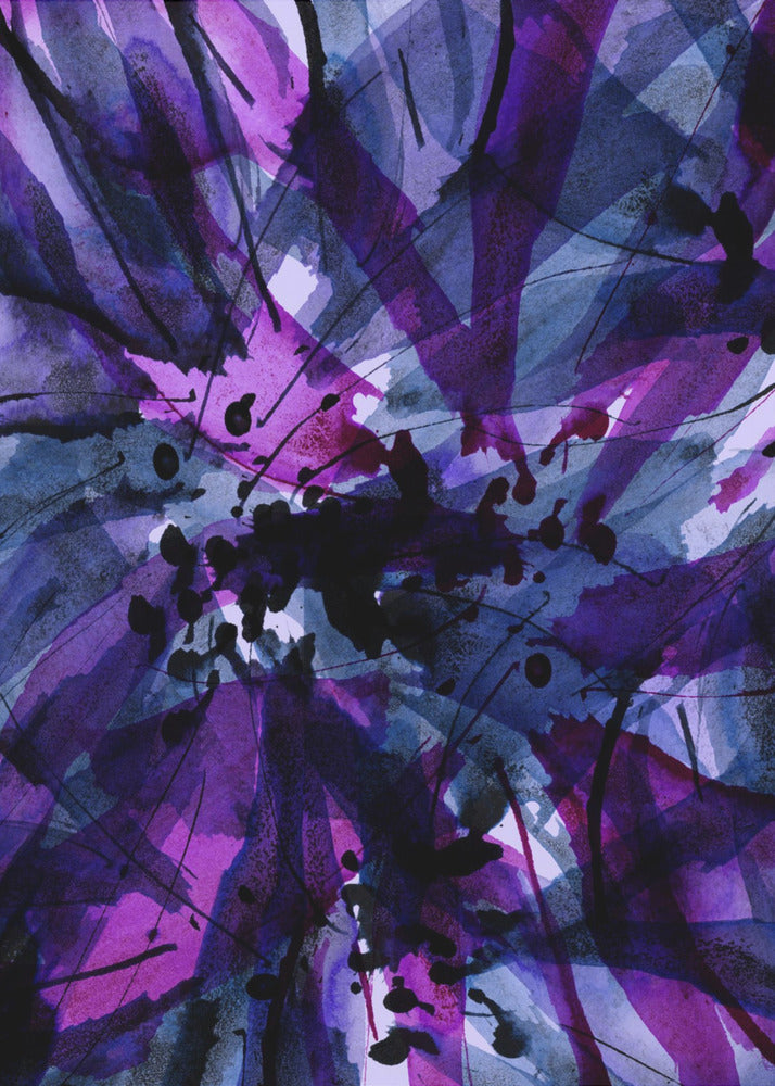 Dynamic Purple And Black Brushstrokes | Canvas
