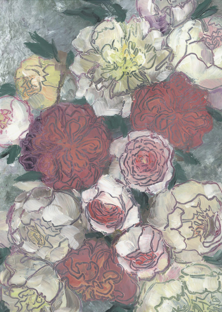 Vibrant Red And White Peonies | Canvas