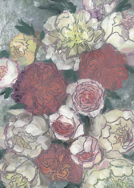 Vibrant Red And White Peonies | Canvas