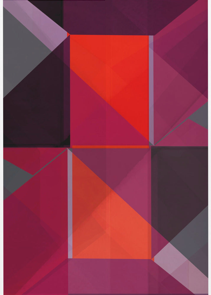 Geometric Composition With Bold Red And Purple Hues | Canvas