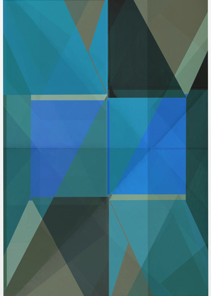 Overlapping Blue And Green Translucent Shapes | Poster