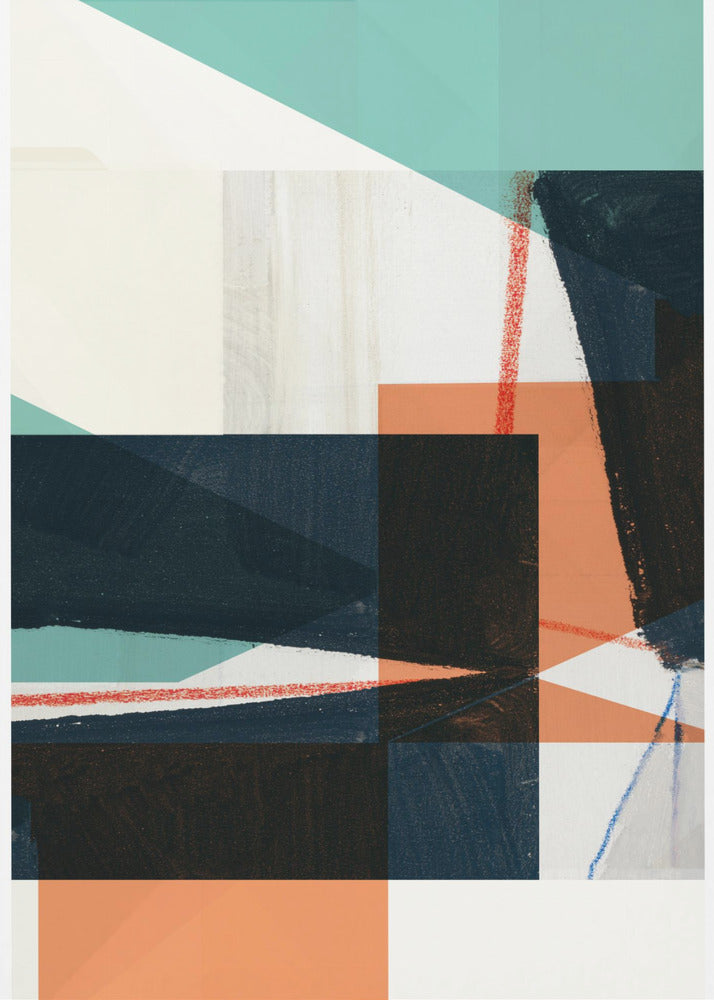 Geometric Shapes In Muted Teal | Poster