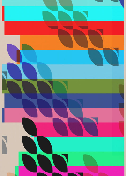 Vibrant Geometric Shapes And Leaf Patterns | Poster