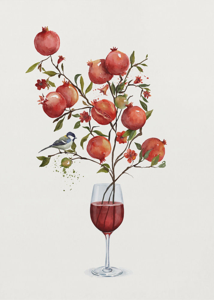 Pomegranate In a Glass of Wine | Poster