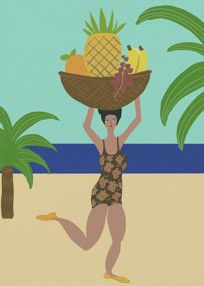 Tropical fruit at the beach | Canvas