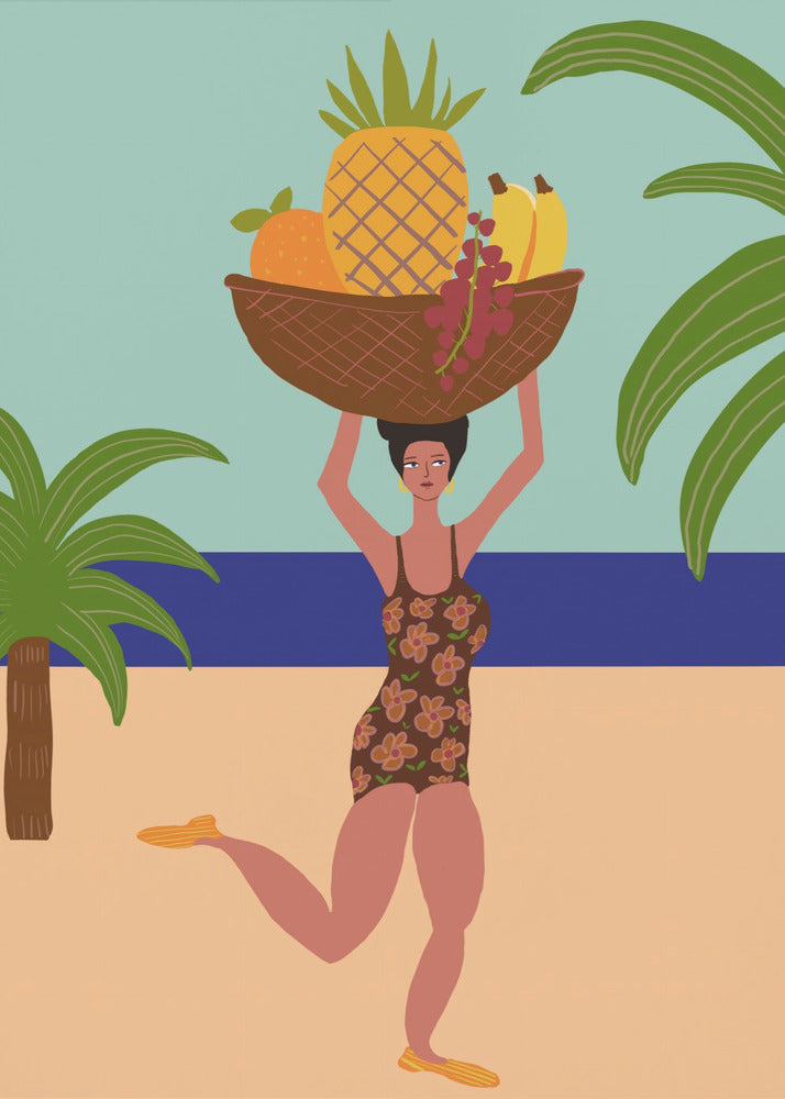 Tropical fruit at the beach | Canvas