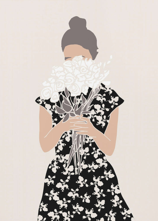 Girl With Flower Bouquet | Poster