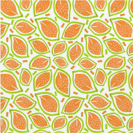 Melon Scattered Leaves Polka Dot | Canvas