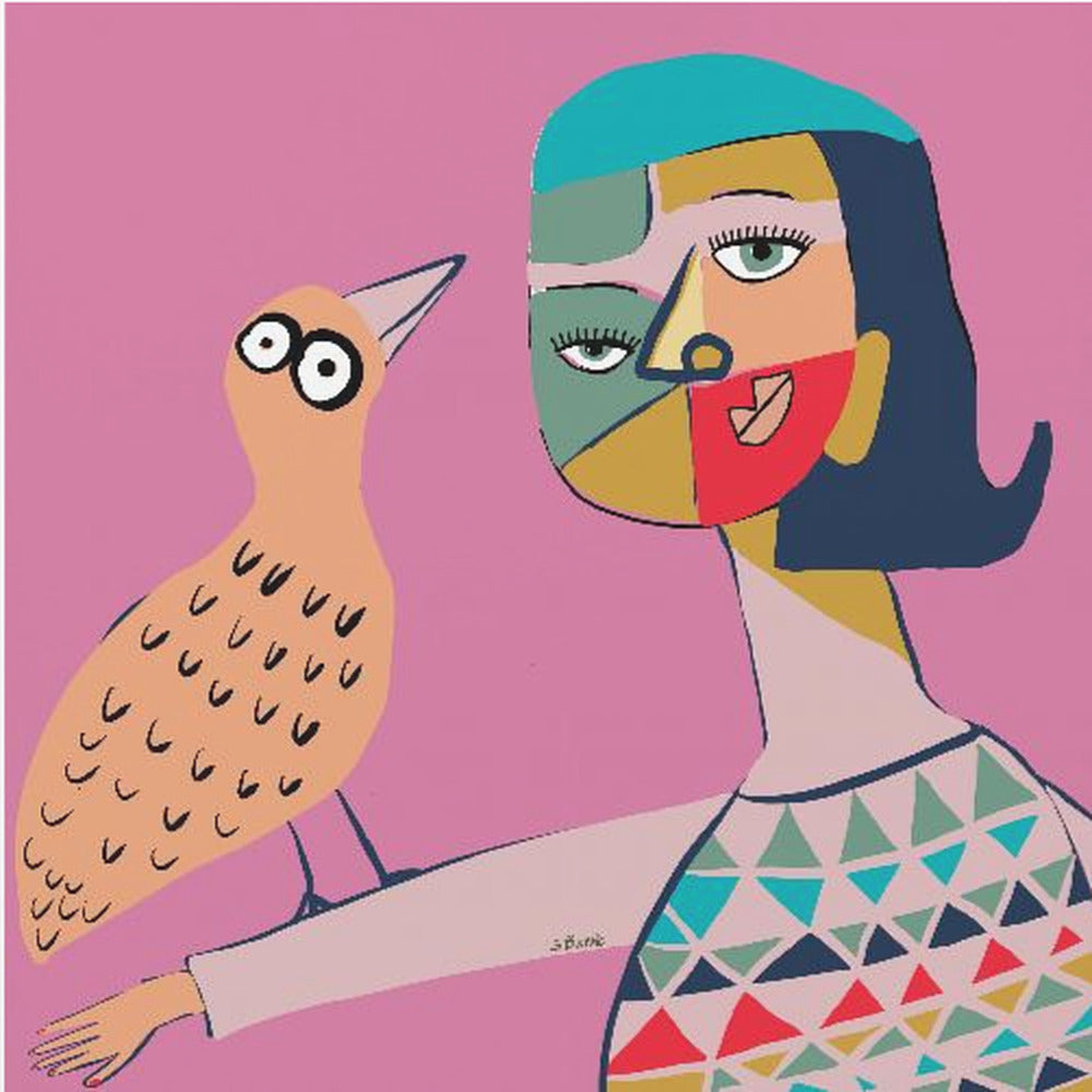 Lady with bird | Canvas