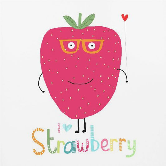 I Love Strawberry! Cute Strawberry Holding a Heart | Poster
