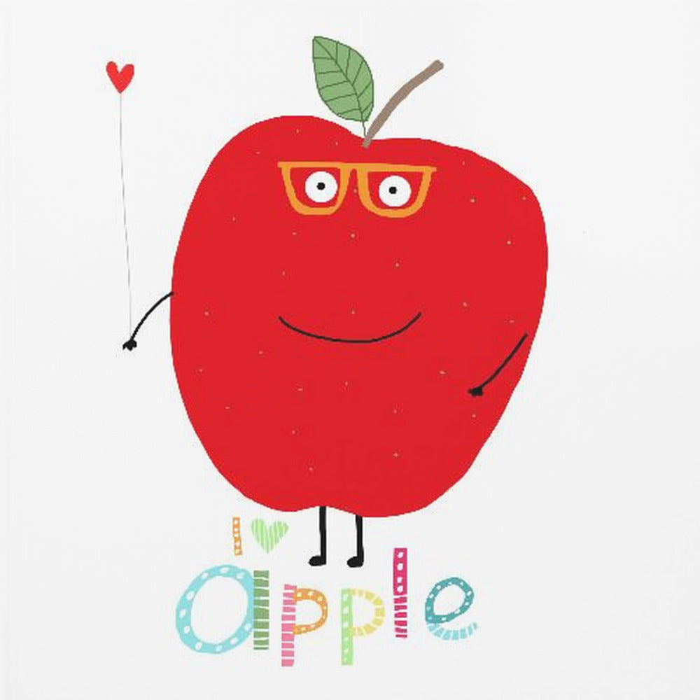I Love Apple! Happy Apple Holding a Love Heart. | Canvas