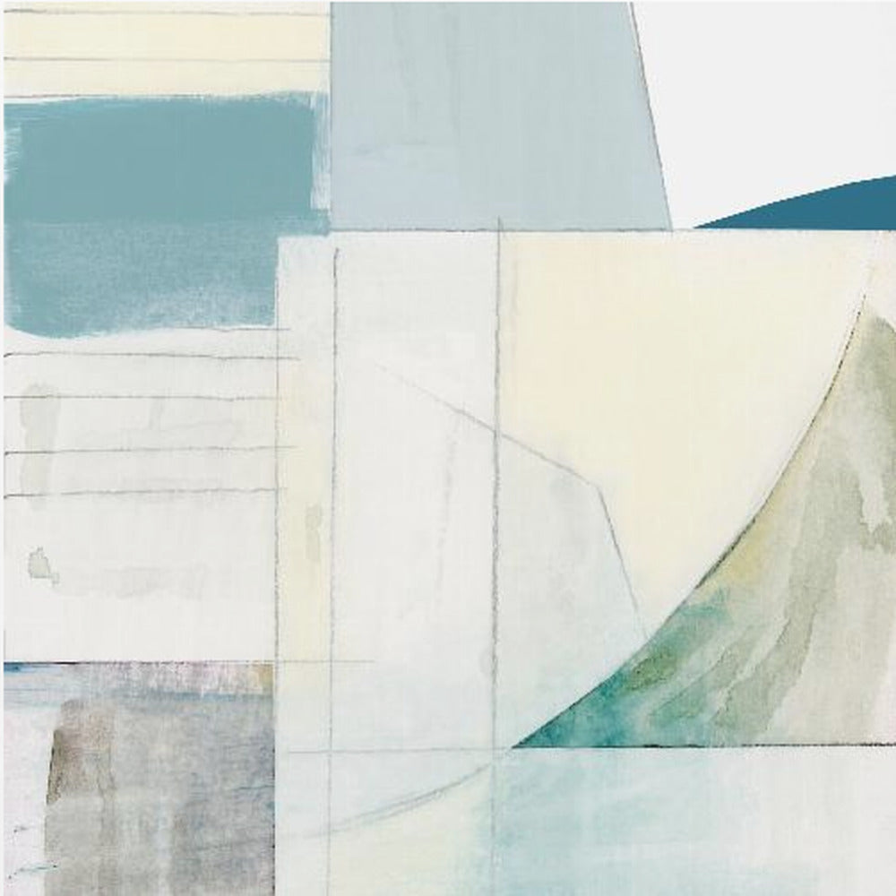 Abstract Blue and White Shapes Neutral No 1 Print | Canvas