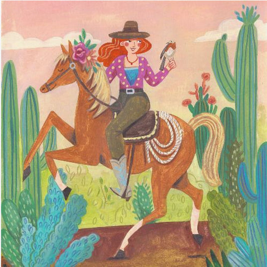 Cowgirl on horse in the desert | Poster
