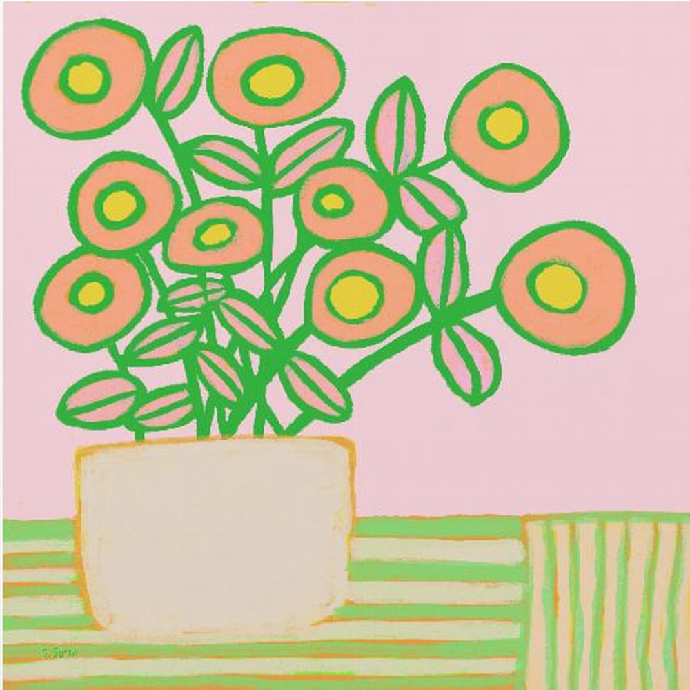 Flower pot in pinks | Canvas