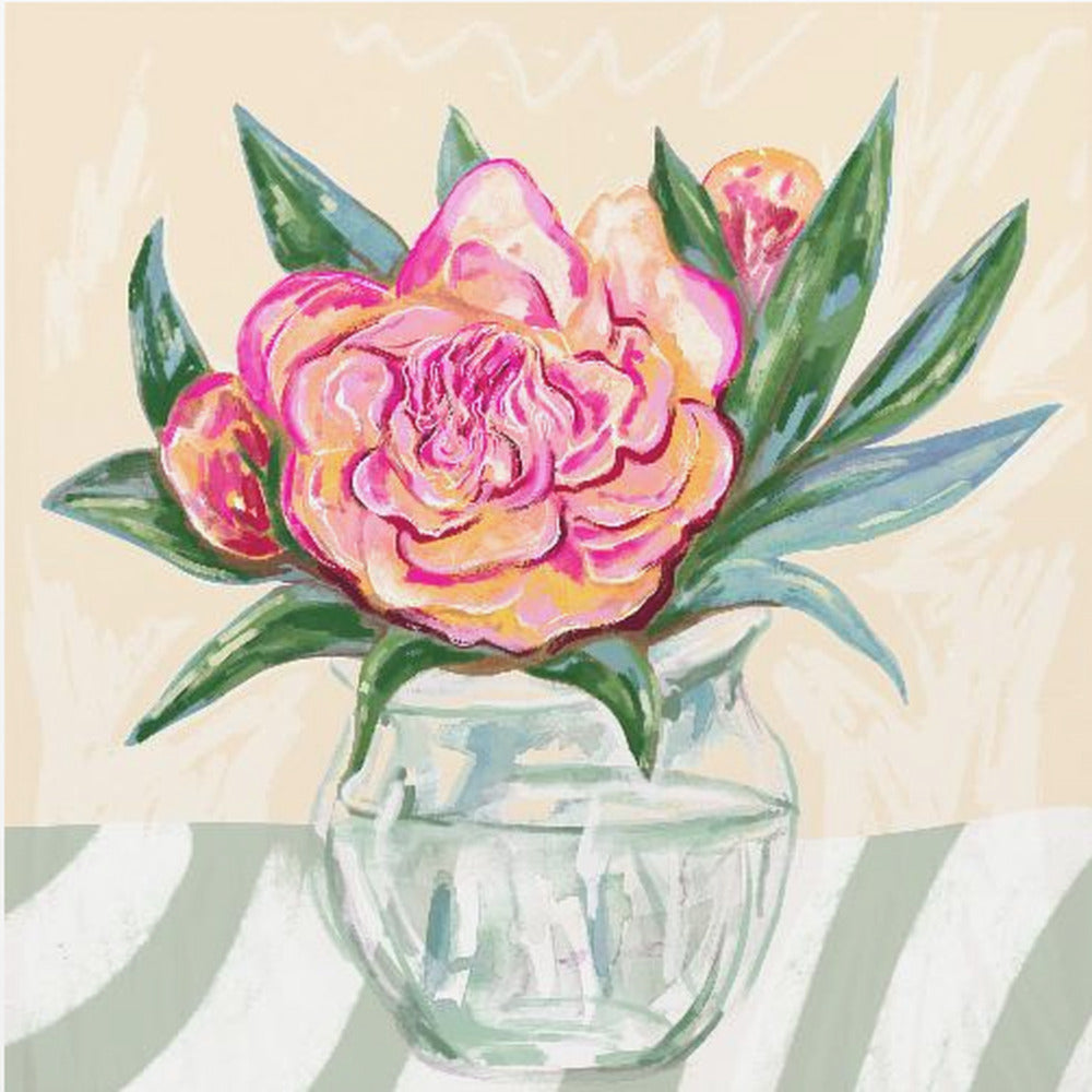 Peony in Glass Vase | Poster