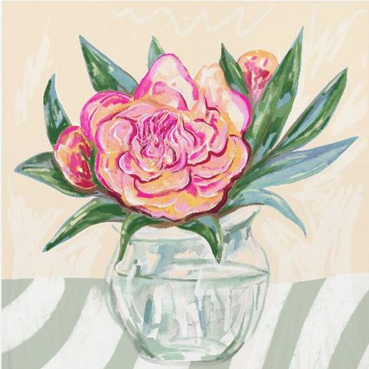 Peony in Glass Vase | Canvas