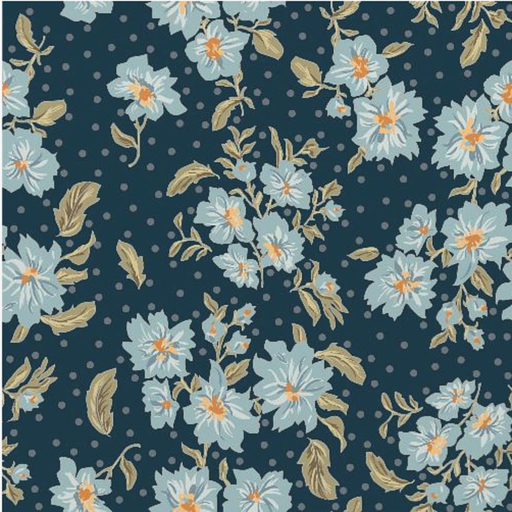 Floral Heritage bouquet moonshine blue pattern | Poster