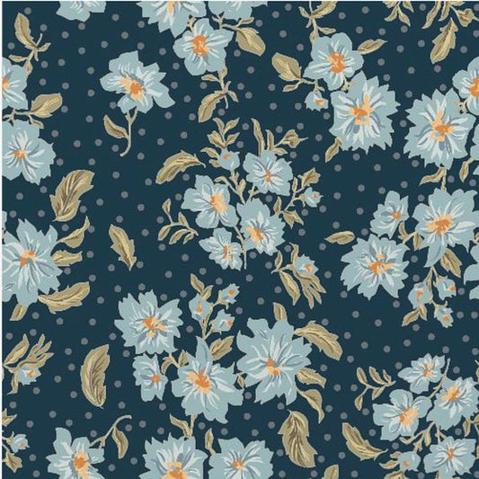 Floral Heritage bouquet moonshine blue pattern | Poster