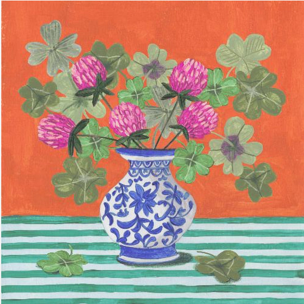 Clovers and Pink Blossoms | Canvas