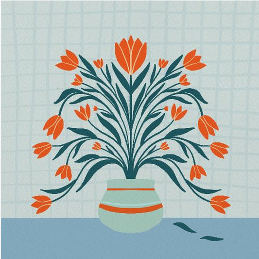 Tulips in a vase - turquoise | Canvas