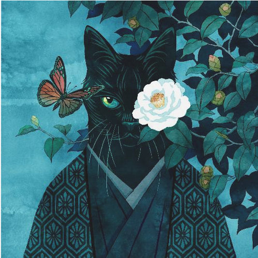 White Camellia Cat | Canvas