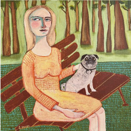 Lady with Dog Pug | Canvas