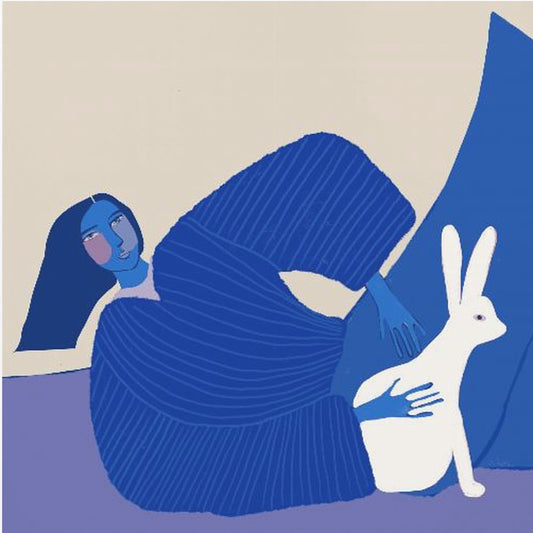 Blue lady with rabbit | Canvas